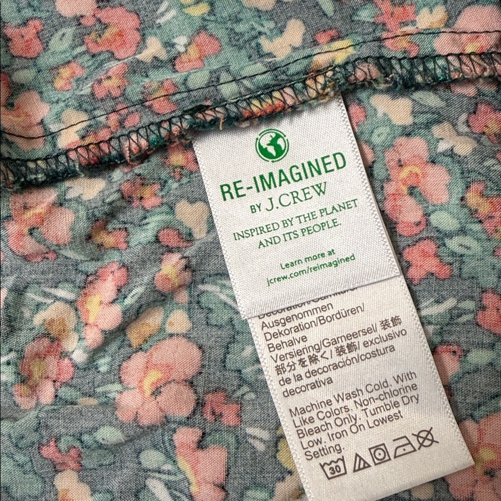 J. Crew V-Neck Smocked Green Floral Midi Dress - Picture 11 of 11